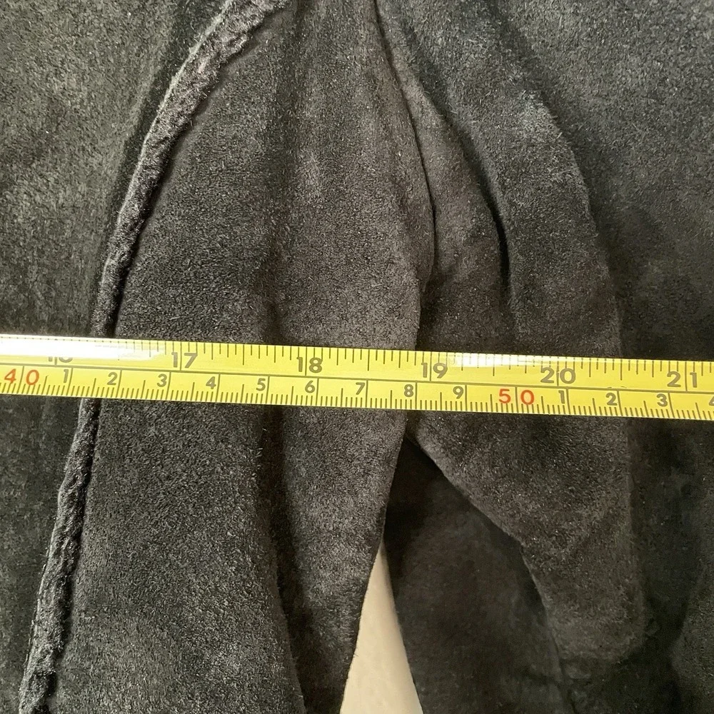 Vintage H&M Women's Genuine Leather Suede Faux Shearling‎ Coat Jacket Black - Picture 6 of 9